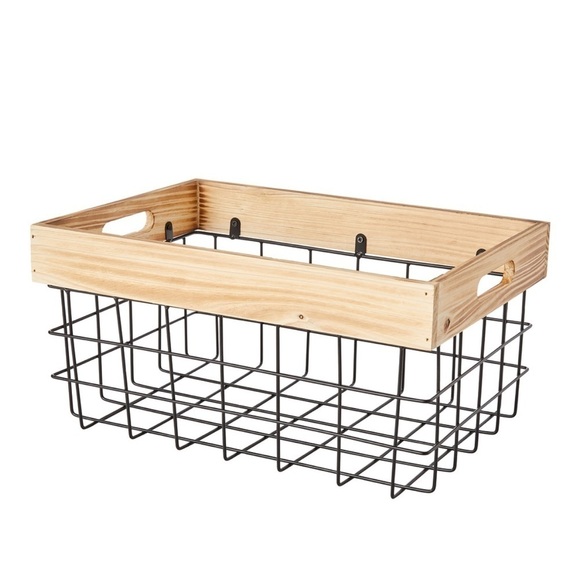 Life at home organizing wire and wood basket - Picture 1 of 4